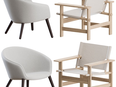  Fredericia品牌帆布+迪策尔休闲椅3d模型 