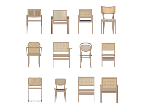 藤编家具 原木家具 椅子 奶油 茶桌 风格 咖啡厅 桌子 工su模型