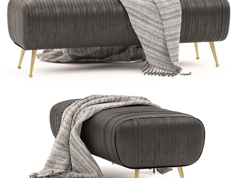  松软褶皱皮革长凳3d模型 