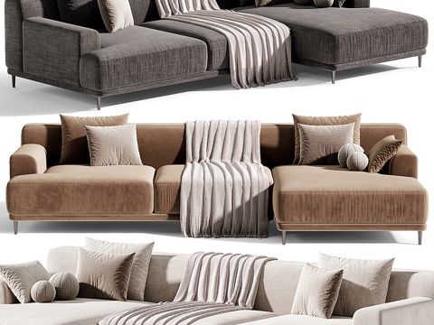  现代布艺转角沙发3d模型 
