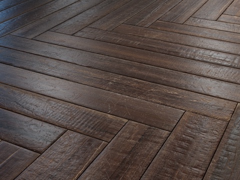  旧人字形镶木地板 - 多纹理3d模型 