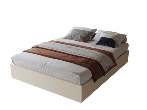  现代榻榻米床 单人床3d模型 