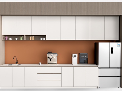 现代水吧台 茶水间操作台 吧台柜 公司茶水台su模型