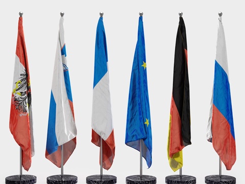  落地旗帜3d模型 