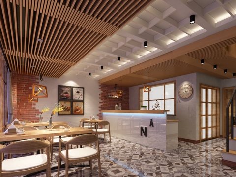  现代咖啡厅3d模型 