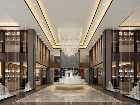  新中式售楼处3d模型 