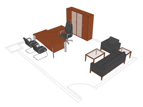  行政桌 办公桌 办公椅 文件柜 办公家具 沙发 茶几su模型 