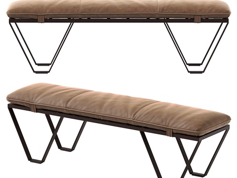  Nik皮革长凳 凳子3d模型 