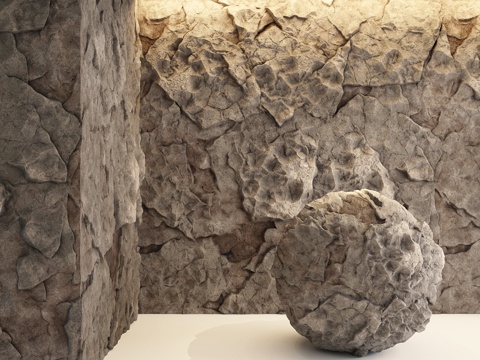  棕色岩石013d模型 