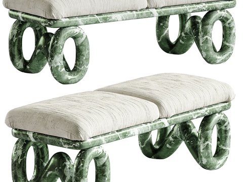  新古典布艺长凳3d模型 