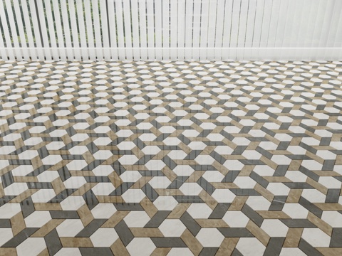  现代石材地面拼花3d模型 