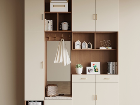 中古风玄关柜 鞋柜su模型