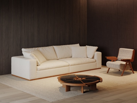 中古风沙发茶几 休闲椅su模型