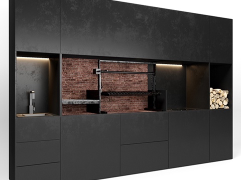  电动厨房烧烤3d模型 