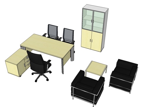  行政桌 办公桌 办公椅 文件柜 办公家具 沙发 茶几su模型 