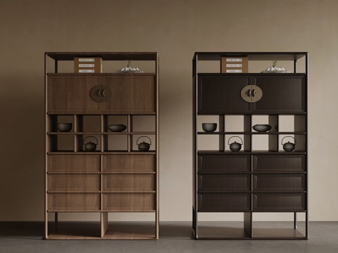  新中式茶柜 置物柜 装饰柜3d模型 