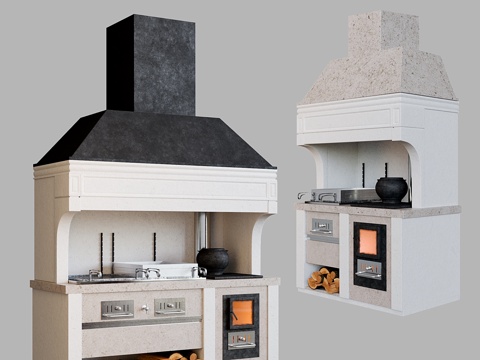  固定式烧烤炉3d模型 