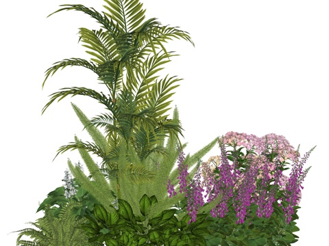 现代植物堆景观su模型