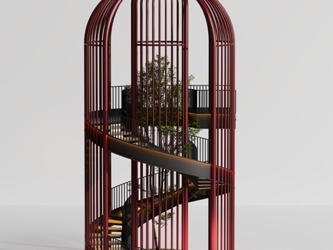 现代工业旋转楼梯景观su模型