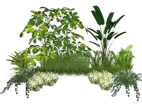 现代植物堆组合su模型