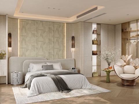  轻奢家居卧室 主卧3d模型 