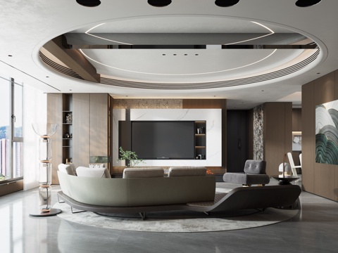  意式 现代 极简  客厅3d模型 