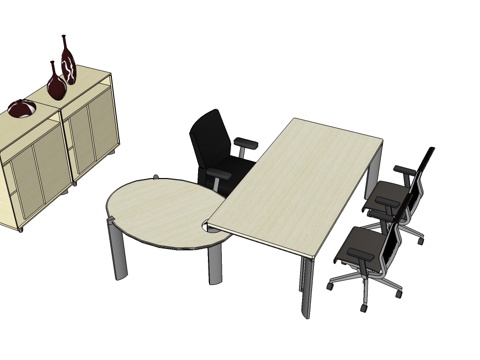  行政桌 办公桌 办公椅 文件柜 办公家具su模型 