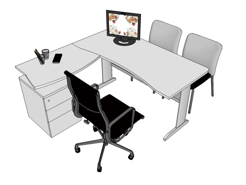  行政桌 办公桌 办公椅 文件柜 办公家具su模型 