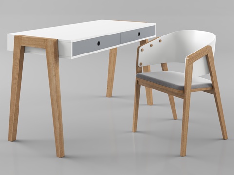  VOX Concept书桌配VOX Uni白色椅子3d模型 
