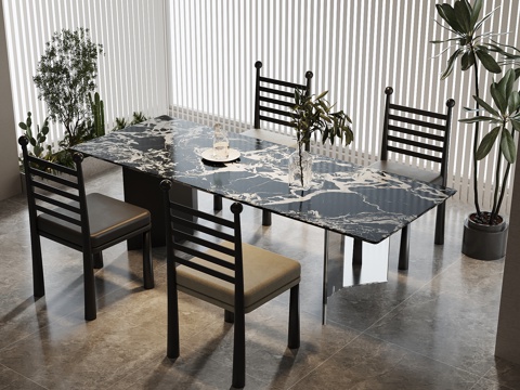  现代意式餐桌椅3d模型 