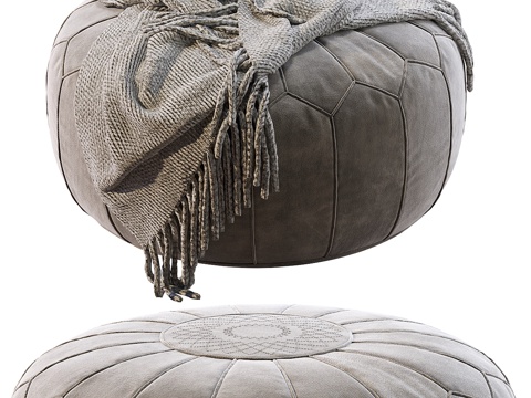  复古圆形摩洛哥手工艺靠垫，马拉喀什手工雕花3d模型 