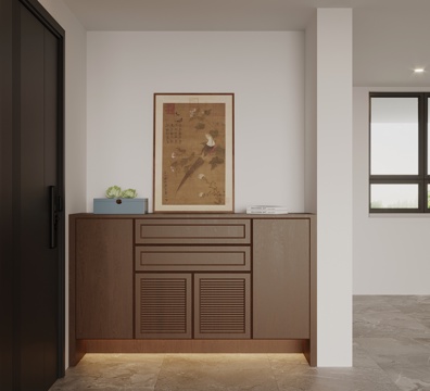 新中式玄关柜 鞋柜su模型