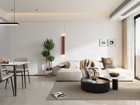  现代 极简 客餐厅3d模型 