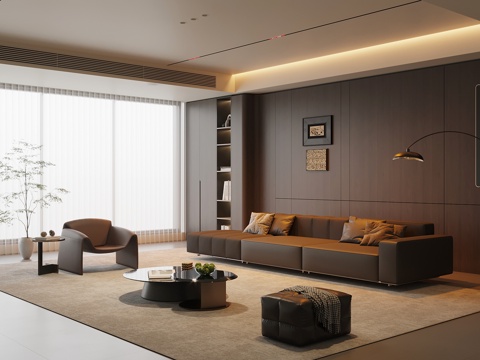  意式客厅3d模型 