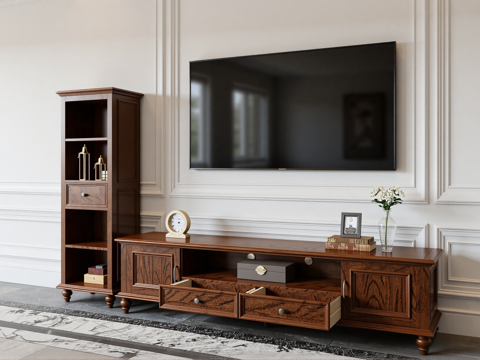 美式欧式电视柜su模型