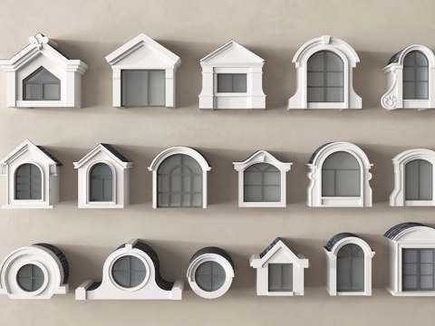 欧式老虎窗 屋顶窗su模型