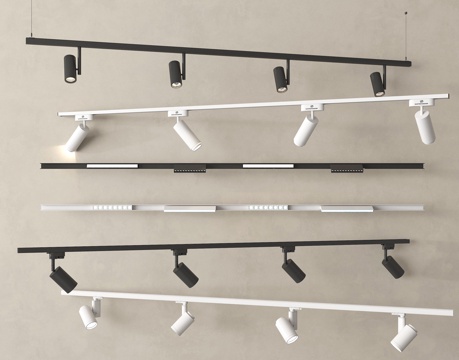 现代筒灯射灯 轨道式筒灯射灯 线性射灯su模型su模型