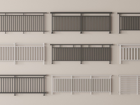 现代围栏护栏 现代栏杆 铁艺栏杆 阳台栏杆su模型