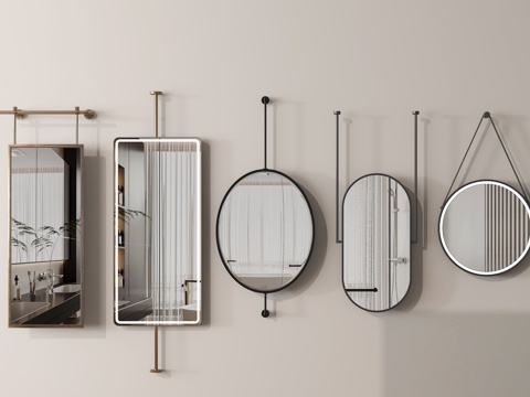 现代镜子 卫浴镜 装饰镜 化妆镜 全身镜su模型