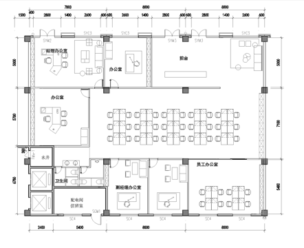 220平办公室 最新平面施工图合集cad施工图
