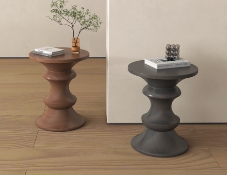 中古风实木边几su模型