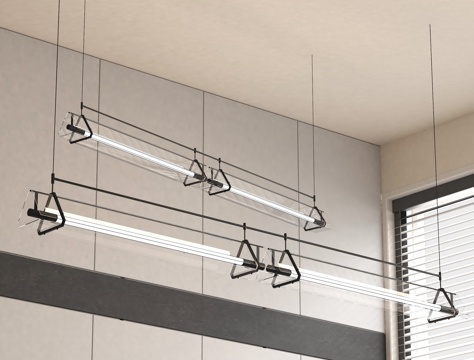 现代吊灯 玻璃吊灯 长条吊灯 办公吊灯 家装吊灯su模型