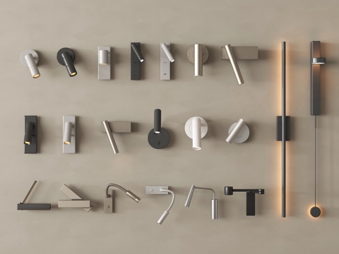  现代壁灯 长条壁灯 阅读灯 金属3d模型 