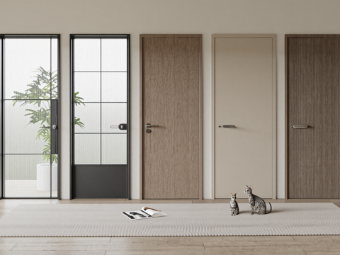 现代房门su模型