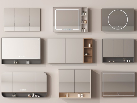 现代卫浴镜 镜柜 智能镜su模型