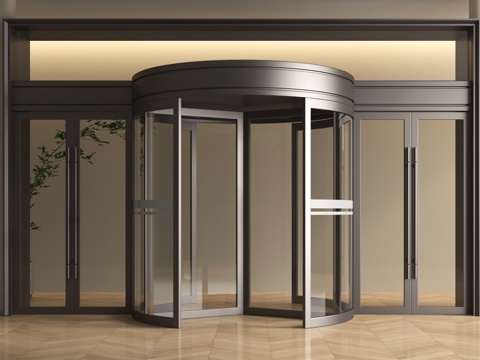 现代玻璃旋转门 大堂门su模型