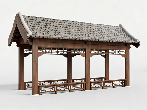 中式凉亭 四角凉亭 传统亭子 古建亭 园林建筑小品su模型