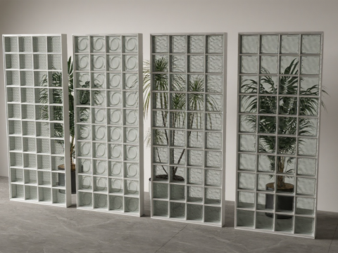 玻璃隔断屏风su模型