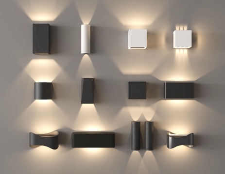 现代简约壁灯 方盒壁灯墙灯 过道灯走廊灯su模型