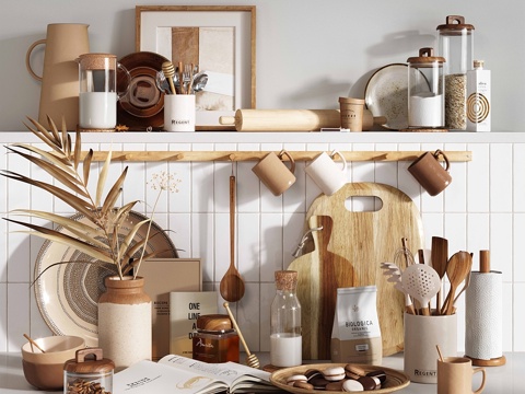  米色厨房套装3d模型 